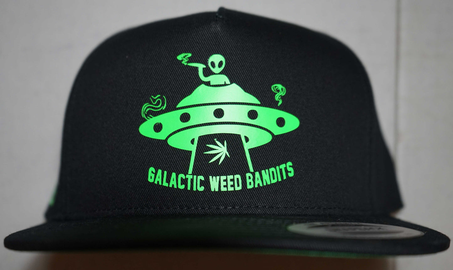 Bent Self 'Galactic Weed Bandits Solo Alien' (Snapback Hat) blk with flo-green